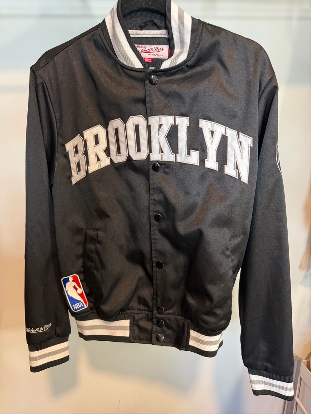 Mitchell & Ness Brooklyn Black Satin Jacket